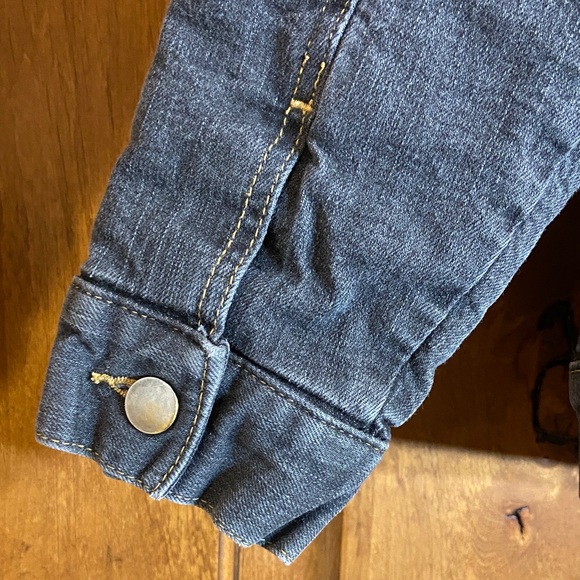 Wonder Nation Dark Charcoal Denim Jacket with Cream Sherpa Lining, L 10-12 - Picture 7 of 10